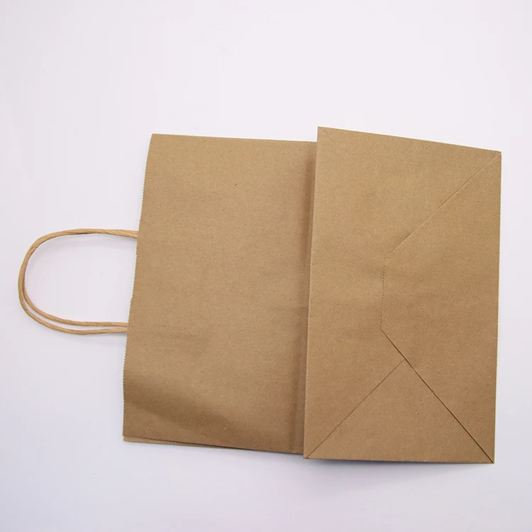 Kingwin Reused Recyclable Brown Rope Handle Bags Square Bottom Kraft Paper Bag Food