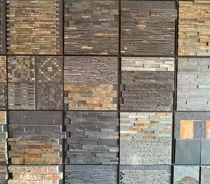 2024 Outdoor Decorative wall Stone Natural Slate Culture Stone For Fireplace And Exterior Rusty Black Wall Panel Cladding