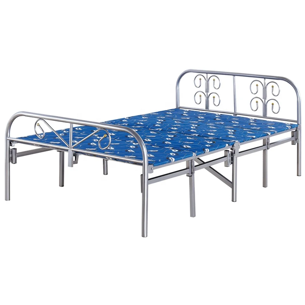 Made in China mark cheap folding bed for adults portable metal single bed frame metal