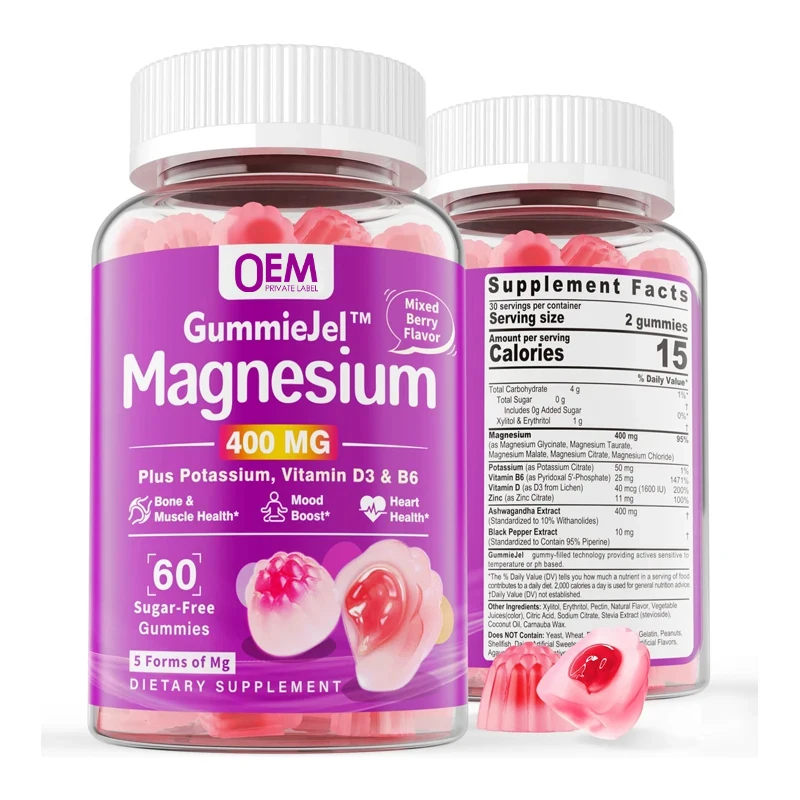 Center Filled Magnesium Gummies Vitamins Potassium Magnesium Gummies With Plus Potassium, Vitamin D3 & B6 For Calming Sleep Mood