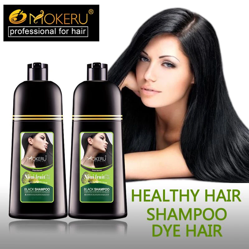 Dropshipping and Wholesale Mokeru Natural Hair Dye Shampoo Noni Plant Permanent Black Color Shampoo