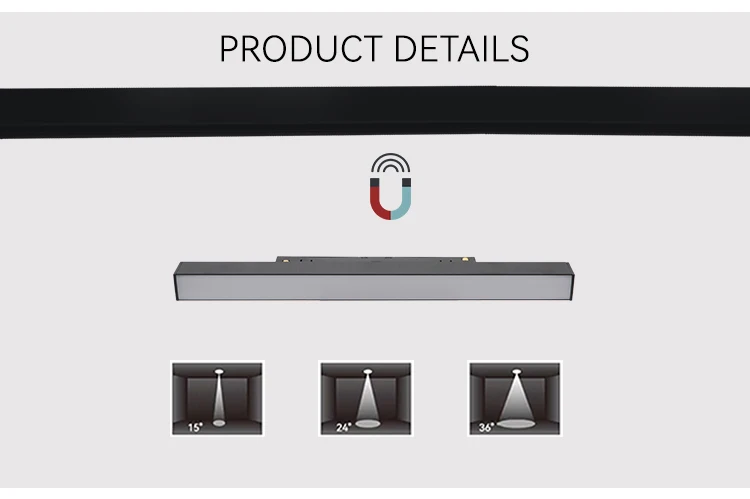 24V DC Magnetic Track Light 10W 2700K-6500K Smart Control Lighting System 20mm 24V DC Track Light
