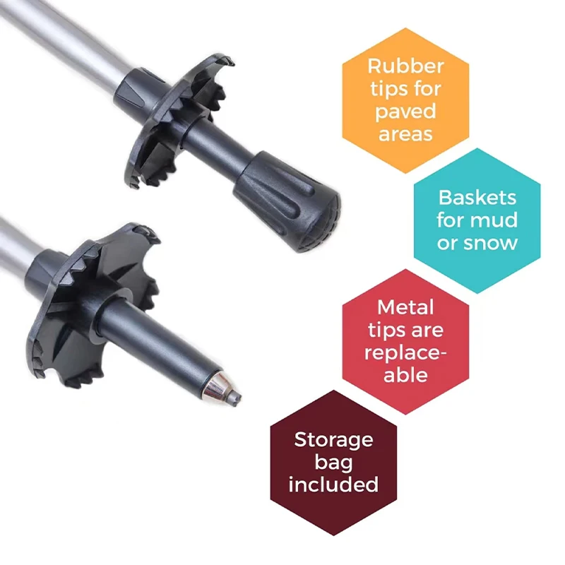 Hot Sale Adjustable Aluminum folding walking sticks foldable Trekking Hiking Poles collapsible