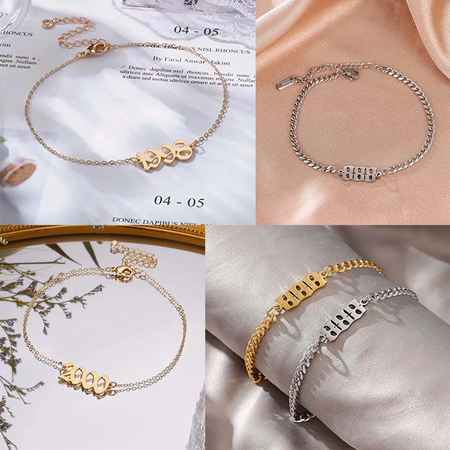 Wholesale Plain Pendant Ankle She Birth Year Foot Jewelry Mini Cuban Leg Chain Bracelet 925 Sterling Silver Angel Number Anklet