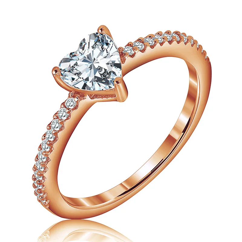 jewellery manufacturers silver 925 jewelry 18kt gold plated heart shaped diamond wedding promise 5a cz zirconia rings for bride