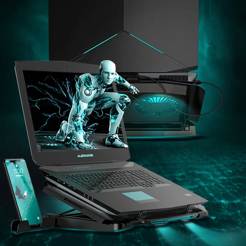 Hot sale 2 fan Adjustable gaming Laptop cooling pad Stand notebook cooler without noise