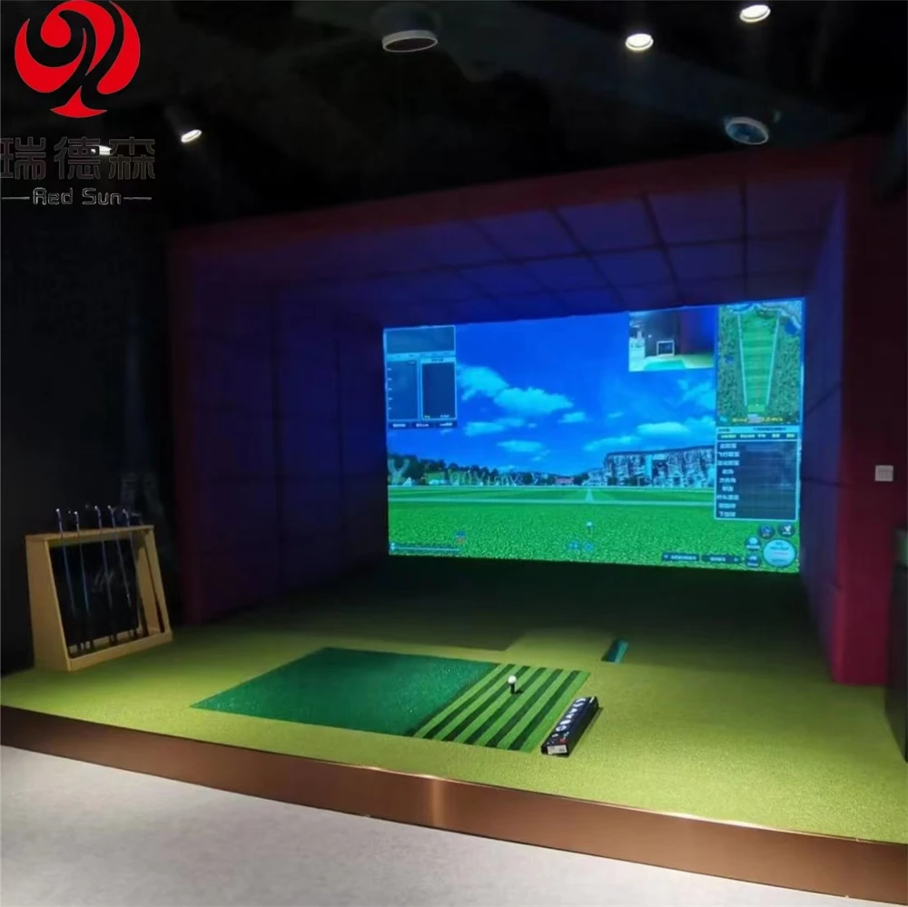 China Luxury Professional Indoor Entertainment Golf Simulator With Projector Screen