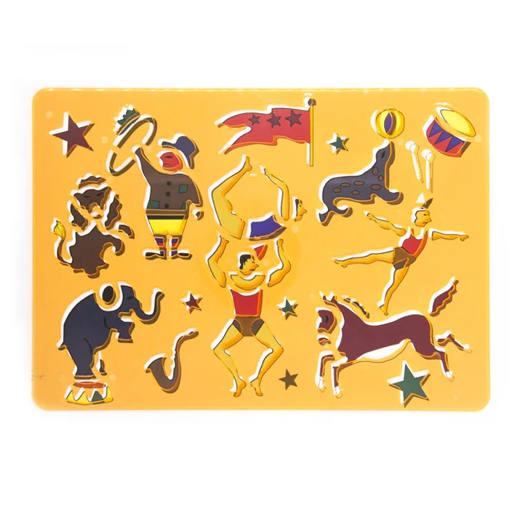 Colorful plastic art stencil animal car dinosaur shaped for kids stencil for painting templates and drawing