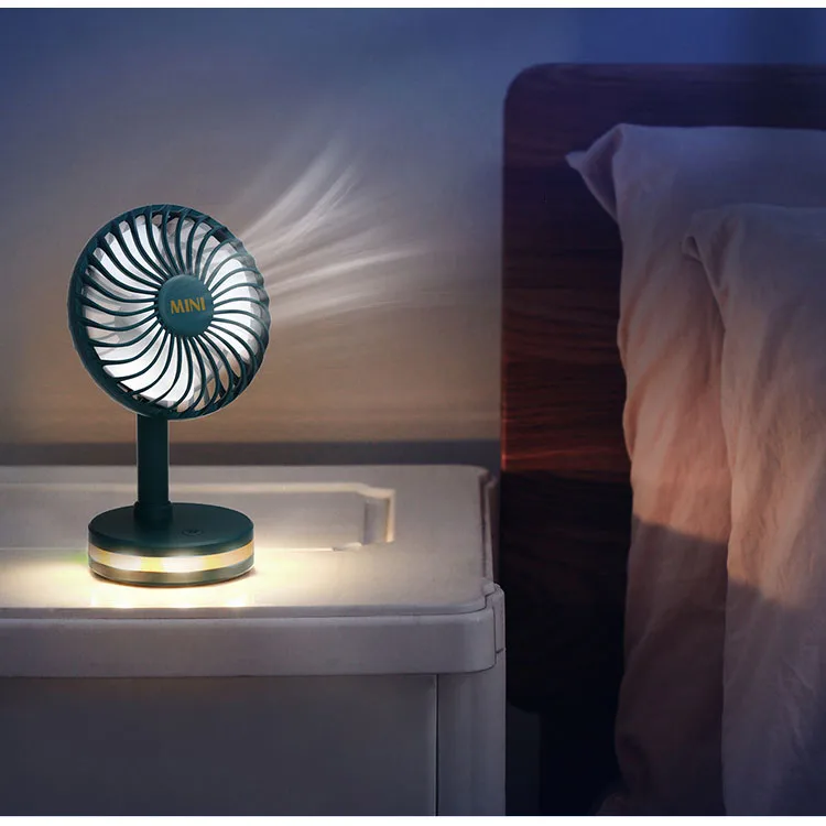 2022 New Adjust 180 Degree 2 in 1 Led Light desktop  portable mini air cooler fan with colorful night light