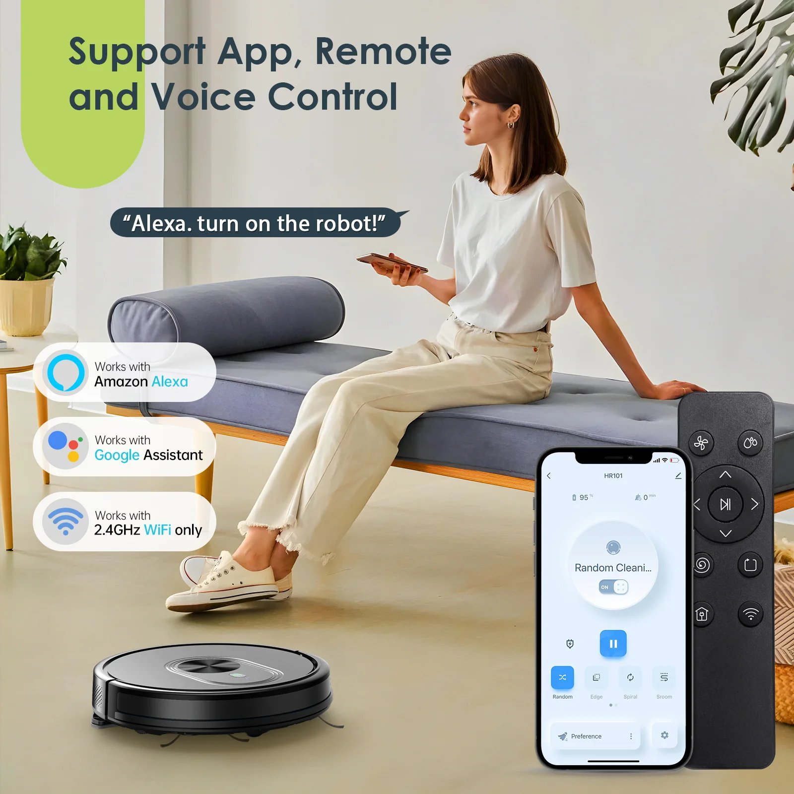 Aspiradora Robot Vacuum and Mop Combo 3 in 1 Mopping Robotic Vacuum with Schedule App/Bluetooth/Remote Robot Vacuum Cleaner