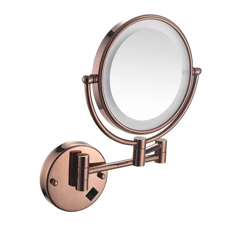 Hotel Makeup Mirror Wall Mounted Two-Side LED Cometic Shaving Mirror with 3X Magnifying