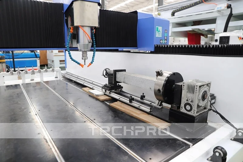 Techpro 4 Axis Stone CNC Router Engraving Machine with Automatic Tools Changer Price For Stone Granite