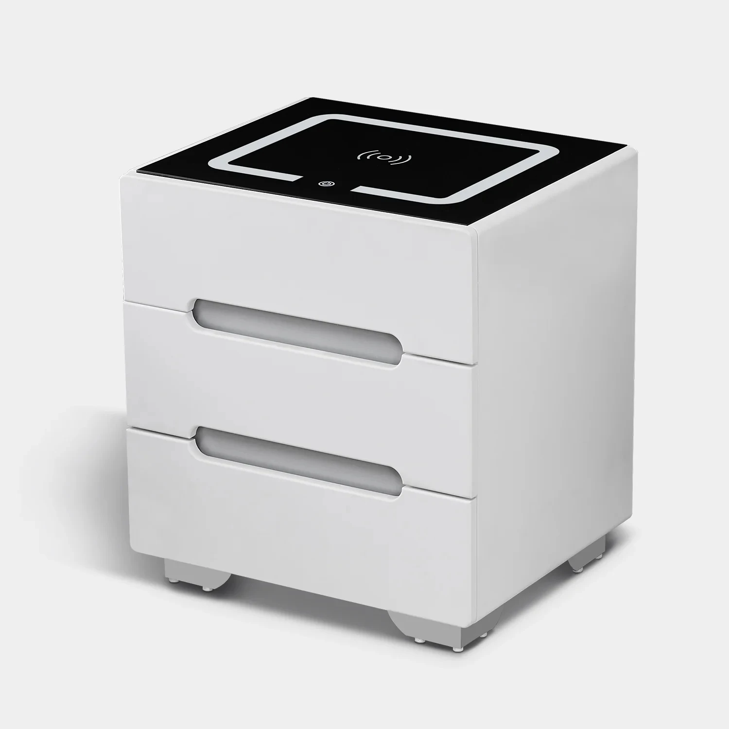 Smart Bedroom Dresser Night Table Stand Bedside Table Nightstand Modern Luxury White Wooden Wireless Charing Charger Led Light