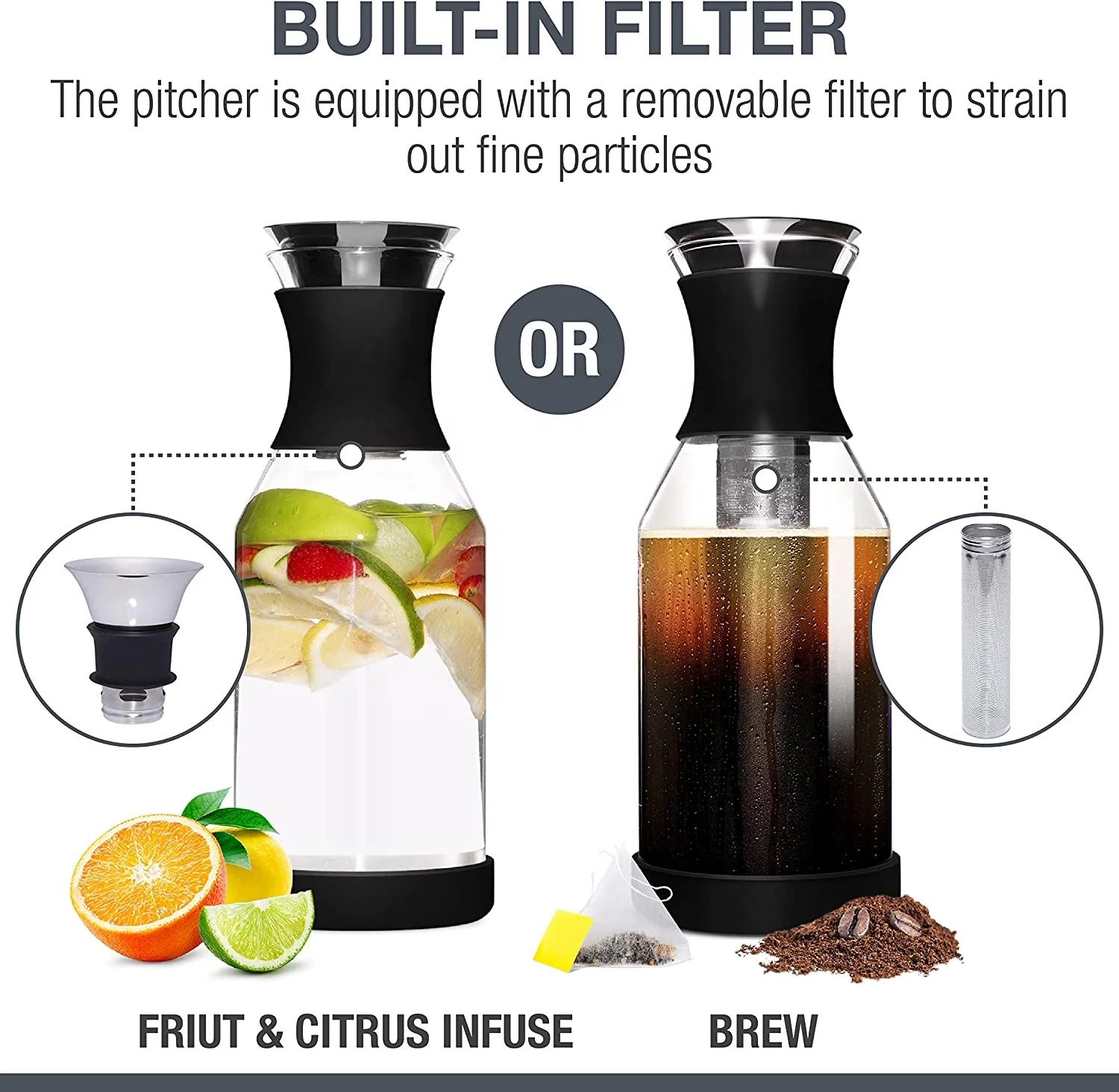 2022 New products large cold brew coffee maker hot water glass pitcher iced  coffee maker with lid