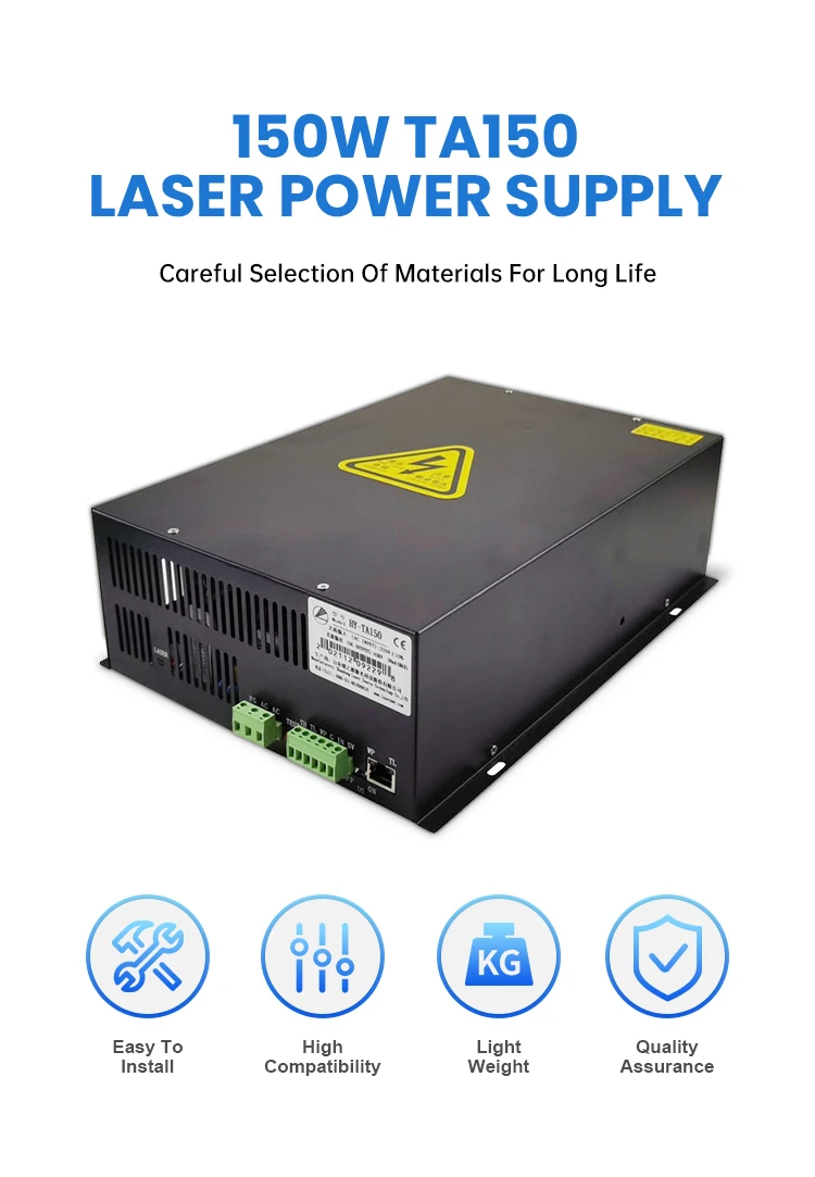 HY-T150-HX 120w Co2 Laser Power Supply with High Voltage Connector for 100-150w Laser tube Cutting and Engraving Machine