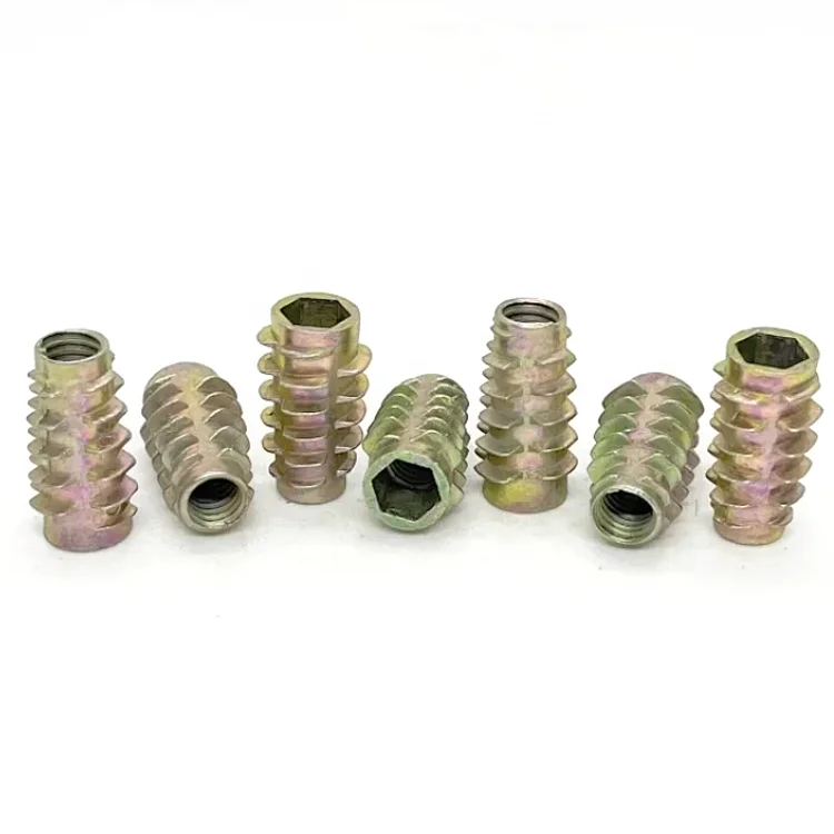 M6 China Manufacturer Factory Price Accessories Funiture Nut Lock Nut Metal Insert Threaded Wood Nut