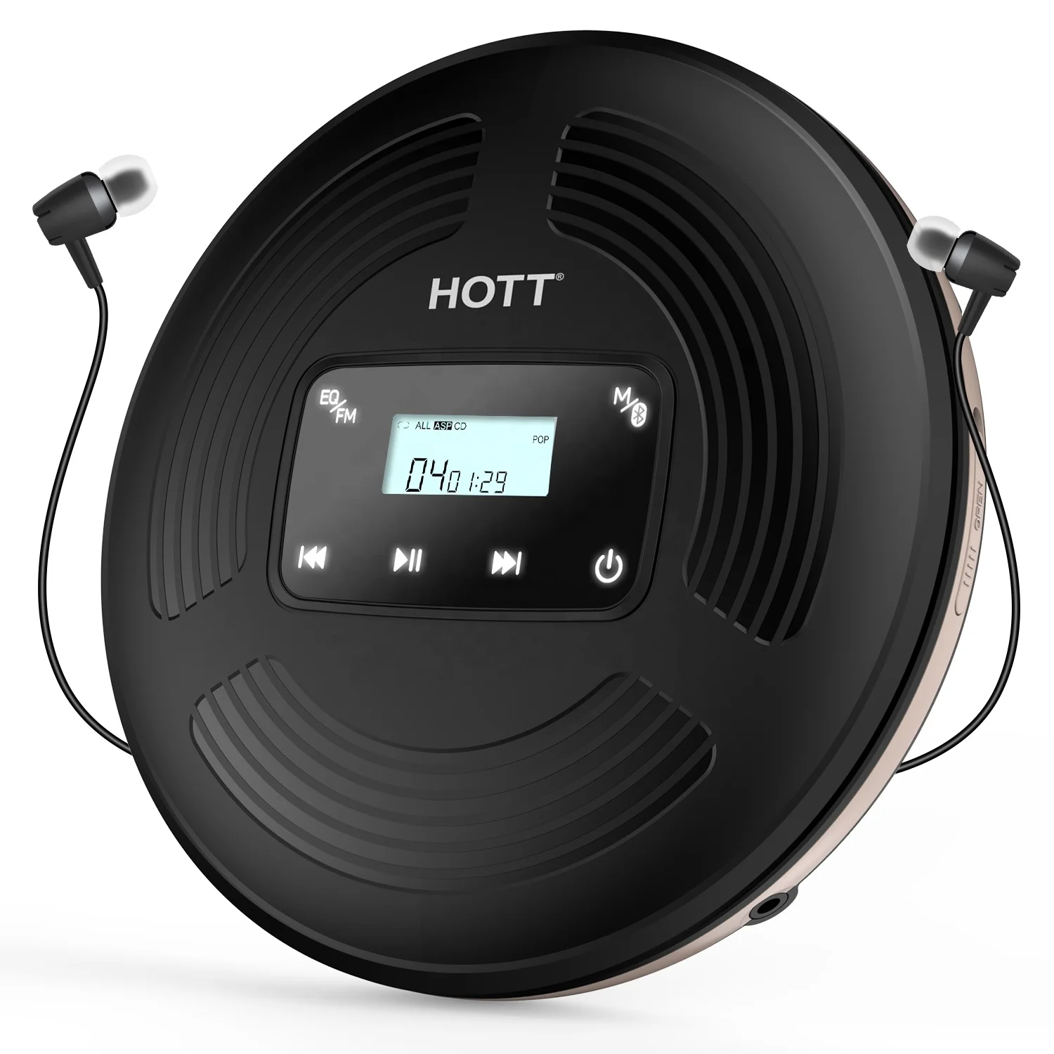 HOTT CD903TF Portable cd Player Rechargeable Touch Buttons for Home Travel and car with Stereo Headphones, Anti-Shock Protection