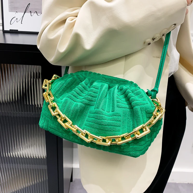 2022 Fashion Cute Velvet Cloud Clutch Bag Bright Color Neon Summer Women Lady Purse Handbag