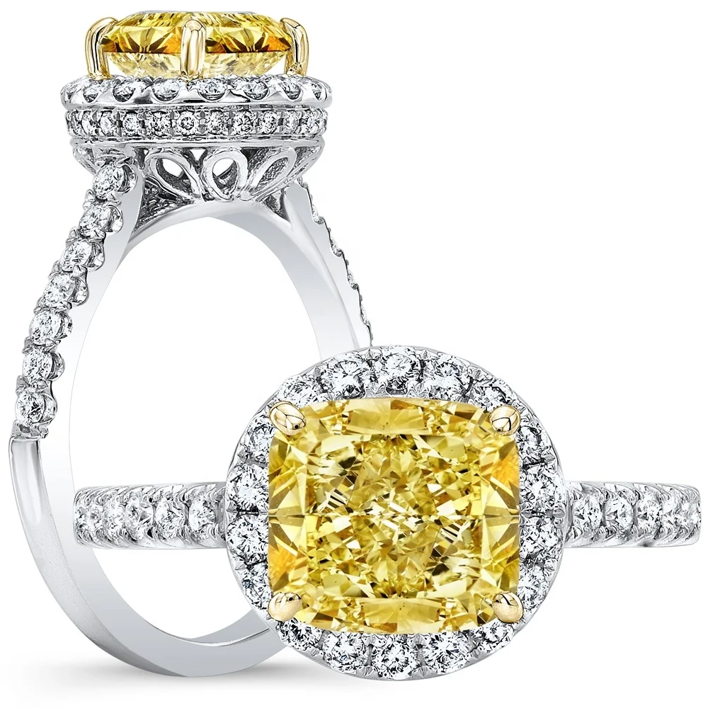 925 Sterling Silver Engagement Ring 8A Zirconia Wedding Ring For Girl Latest Simple Design Two-Color Plating Jewelry