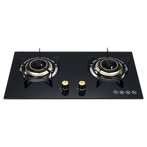 Cooktop Built in Gas Hob Tempered Glass Black Surface 2 Burner Cooker Gas Stove