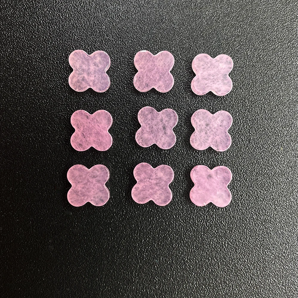Lucky Four Leaf  Clover Natural Pink Jade Stone