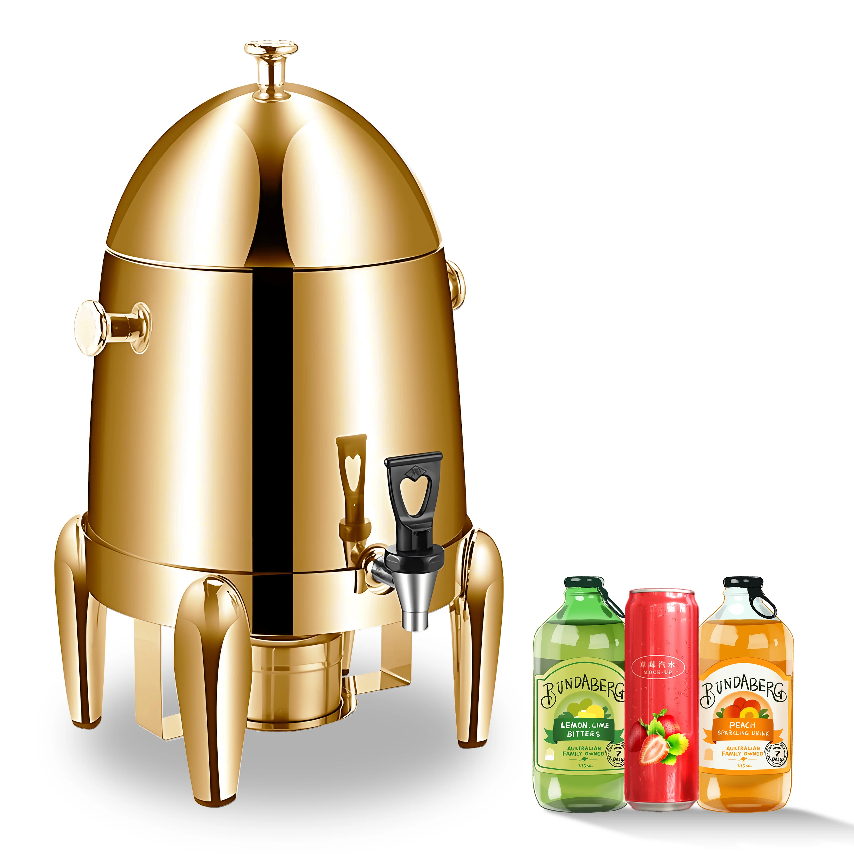 YITIAN High Quality 12 liters Stainless Steel Gold Plating Coffee Urn 3 Gallon luxury Chafer Urn All Steel Lid Coffee Tripod