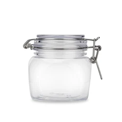 Food pet plastic Jar With Lock Hinged Clip Sealing pet Spice Jars Plastic Bottles Customized