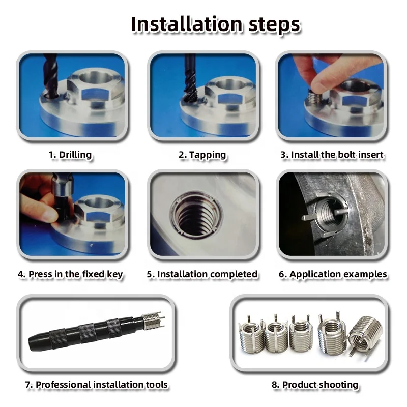 Stainless Steel Inserts Key Locking Thread Inserts Repaired Wire Thread Insert M12 Other Fasteners