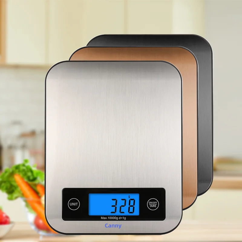 Canny Touch Sensor Mini Baking Food Scale Weight Measuring Portable Digital Stainless Steel  Kitchen Scales 10kg