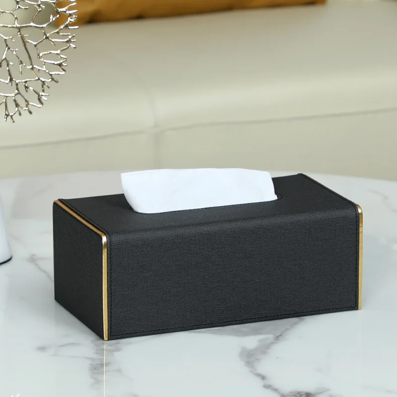 MAVOBO Luxury PU Leather Tissue Box Custom Logo for Hotel Home Decoration Leather Napkin Holder Tissue Box Holder