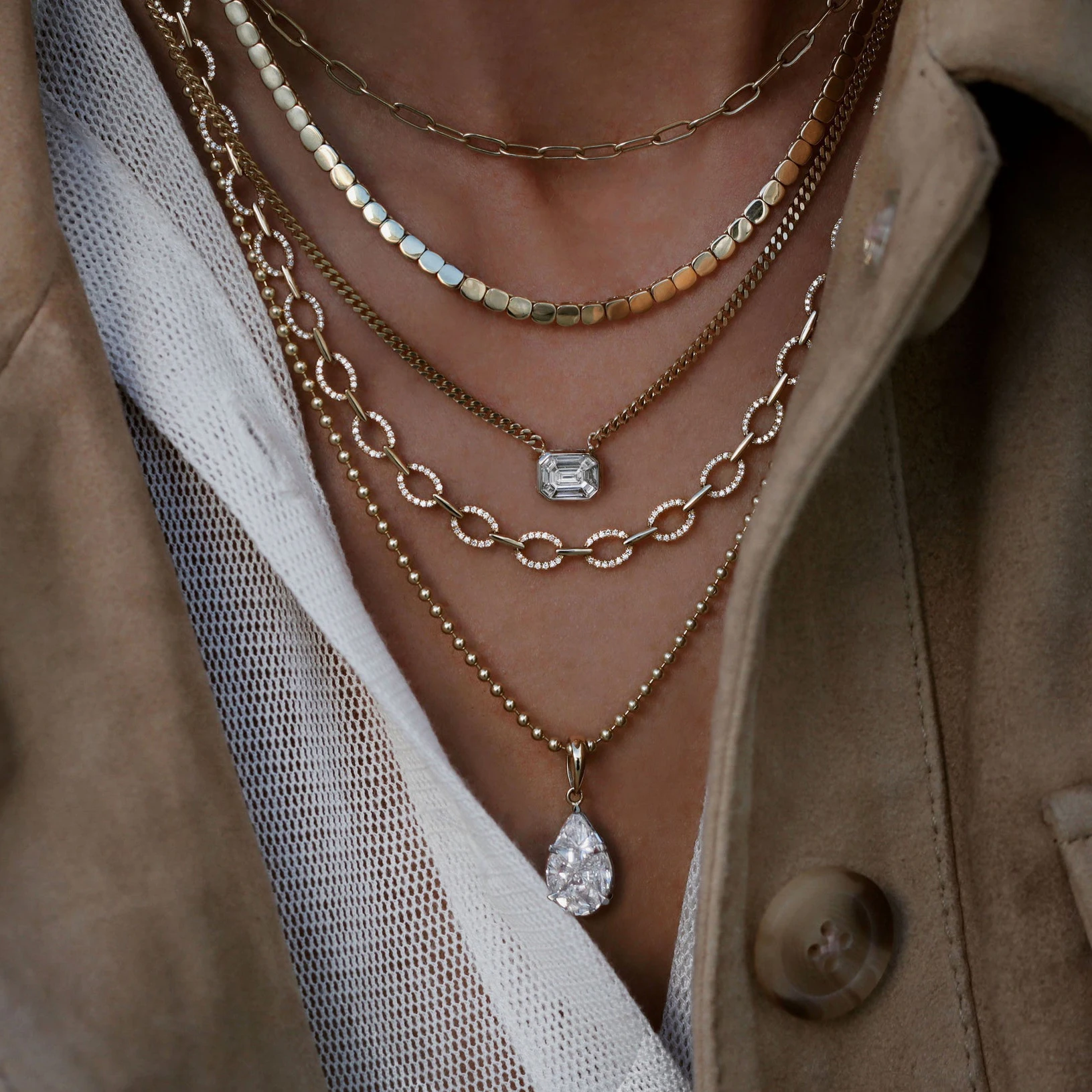 Slovehoony 925 Sterling Silver Cubic Zirconia Waterdrop Pendant Necklace Gold Plated Custom Pear Personalized Necklace For Girl