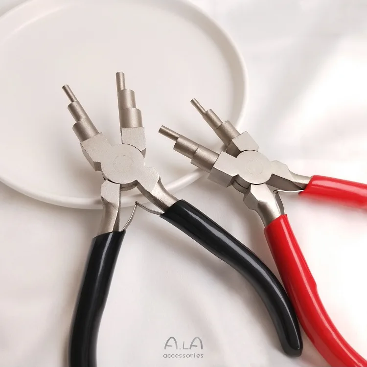 Hand-made 6-segment pliers multi-functional round nose modeling pliers jewelry pliers gold-coated wire winding tool