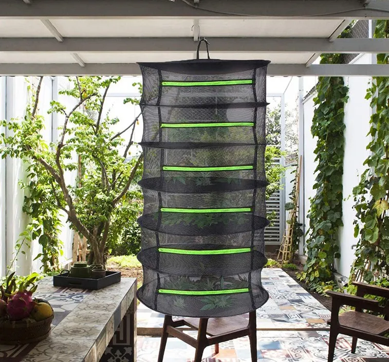 Drying Net 2ft 8 Layer Collapsible Mesh Hydroponic Drying Rack Dry Net Herb Dryer with S Hang Buckle