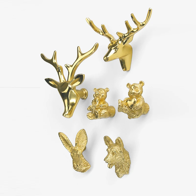 Brass creative animal handle cabinet door konb nordic butterfly light luxury cabinet personality single hole copper drawer pull