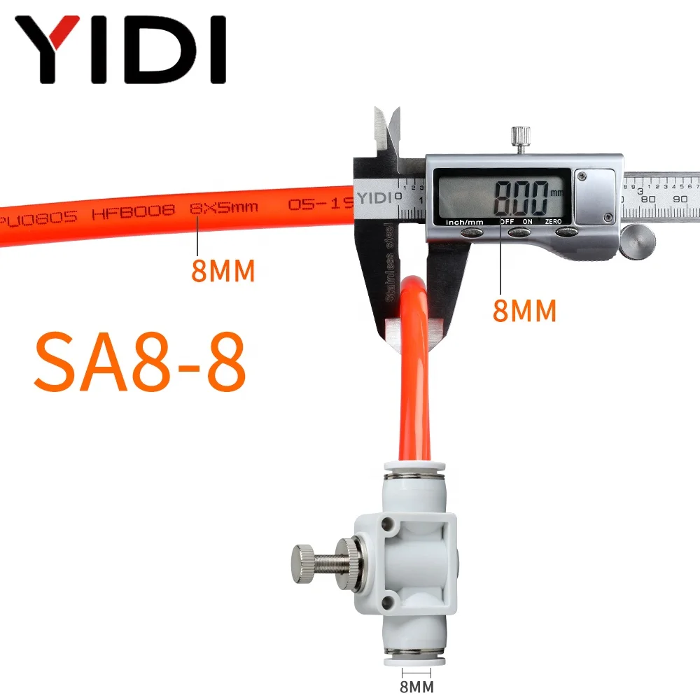 SA 4mm 6mm 8mm Push Fit In Air Compressor Hose Pipe Tube Metric Pneumatic Fitting Fittings Quick Connector Speed Adjusting Valve