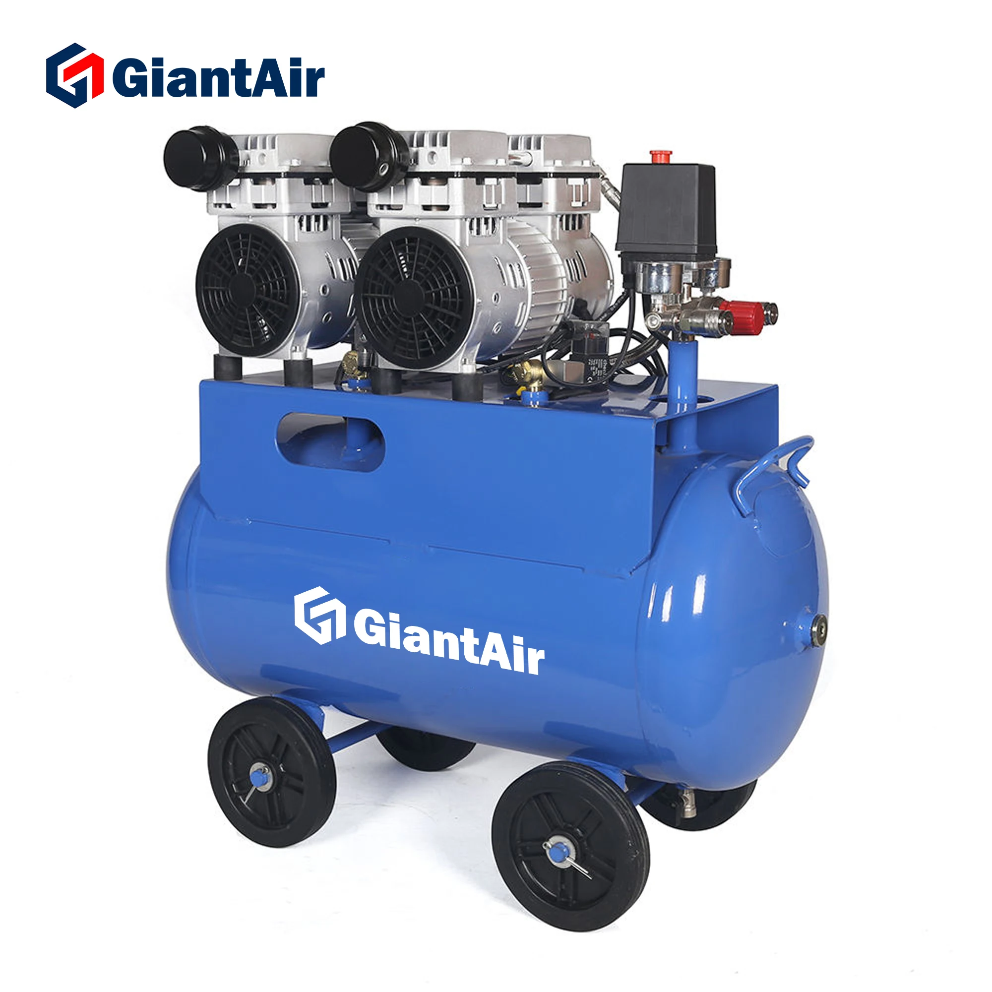 GiantAir 1.5hp 2hp 3hp Outstanding Portable Quiet Low Noise Silent Type Oilless Oil Free Piston Air Compressor