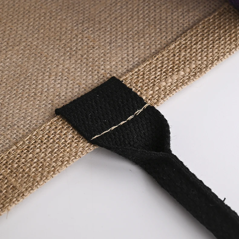 Customized Printed logo Jumbo Burlap Handbag Eco Reusable Shopping Jute Tote Bag