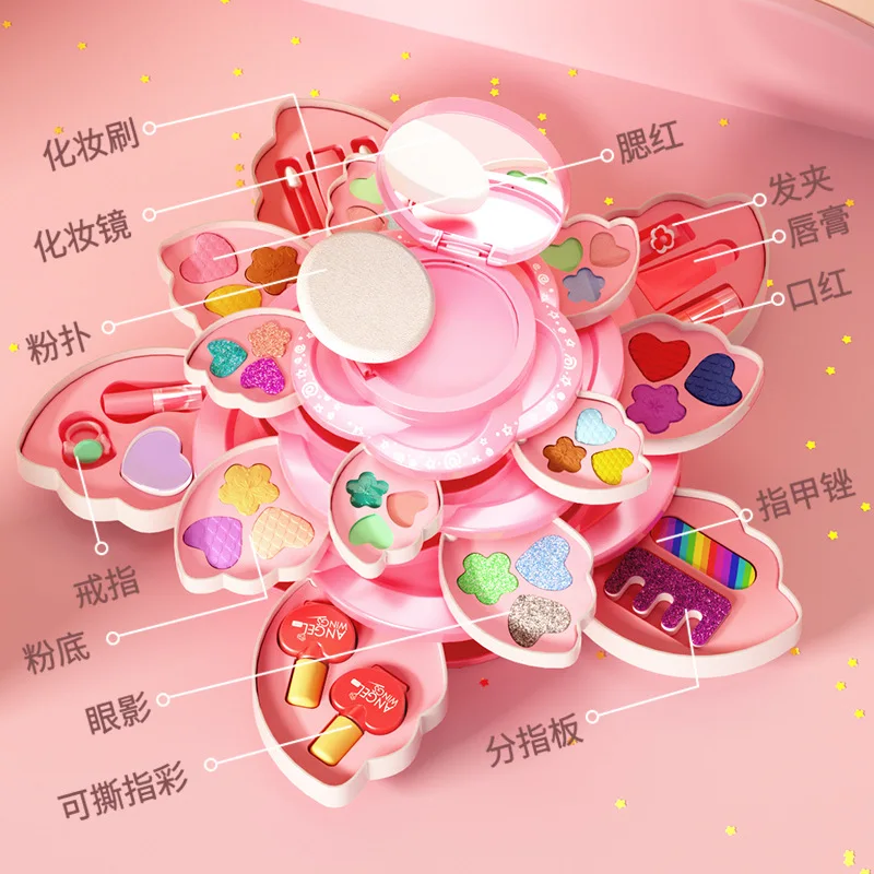 Hot sale Kids Flower Foldable Makeup Tool Set Party Cosplay Cosmetic Kits