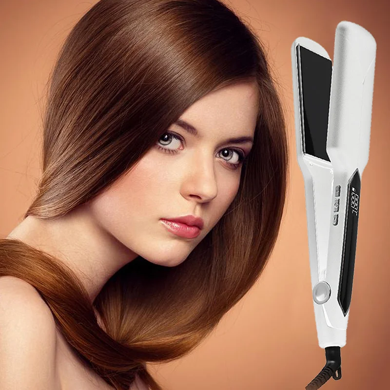 Wholesale hair iron straightener Professional 50mm Wide Plate LCD Display Electric Heating Titanium Flat Iron Hair Straightener