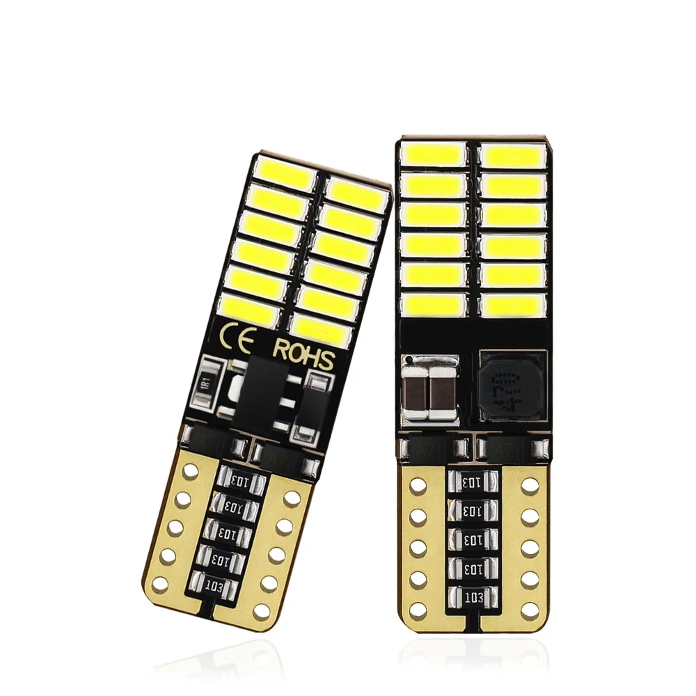 
Top Quality 255LM T10 4014 24SMD Led Auto Canbus Bulb 10-30V 1.7W W5W 194 501 Error Free Car Dome Lamp Licence PLate Light ZL046 