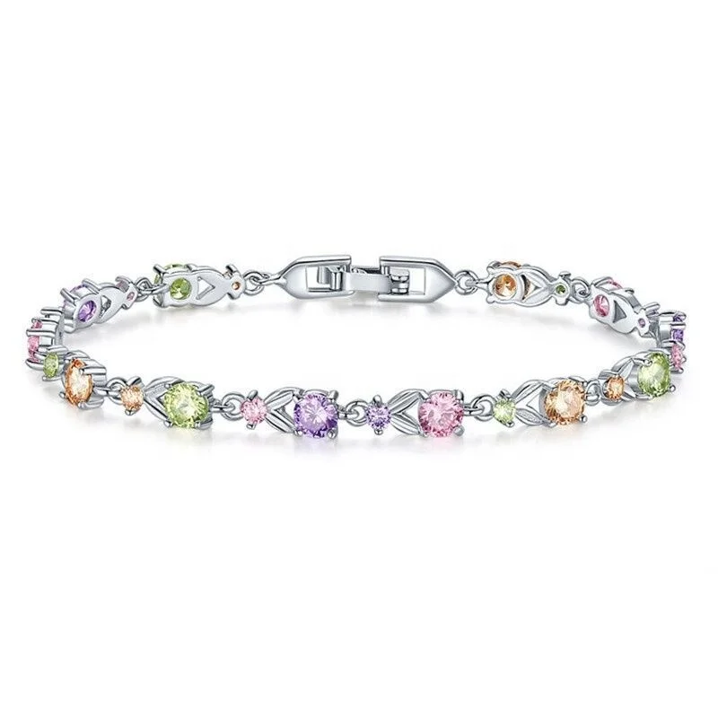 European and American Fashion Shining Zircon Colorful Bracelets Girly Bracelets Sweet Ladies Jewelry Gifts