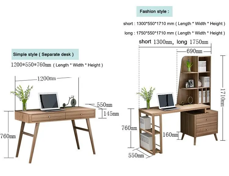 Bookcase wooden Solid Wood Desk Nordic Simple