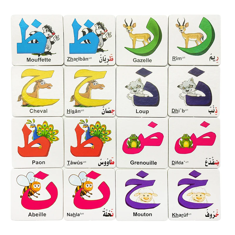 Wholesale Cheap Custom Printing Arabic Language Baby Educational Kids Playing Game Card Memory Board Game Flash Card Factory