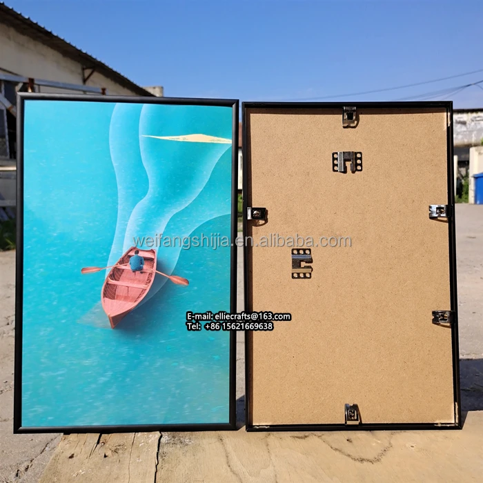 Bulk wholesale cheap matte black aluminum photo picture frame wall art painting frame large poster frame in all size