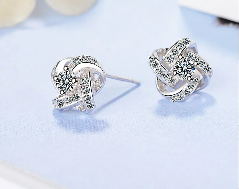 Eternal Star Korean Fashion Platinum High-End Diamonds Stud Earrings