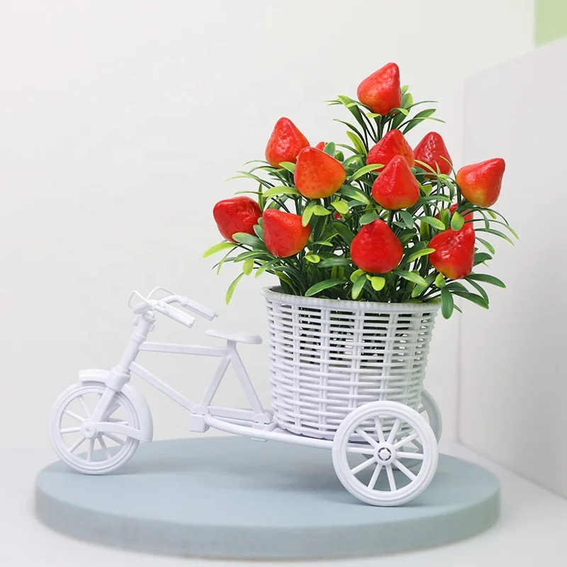 Amazon silk peony bouquets artificial flowers cheap family wedding flowers Christmas fruit bicycle decorations display