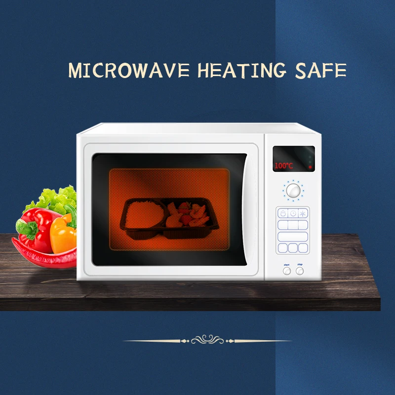 Food Grade Disposable Microwave Plastic Meal Prep Bento Box 2 Compartment Food Container With Clear Lid