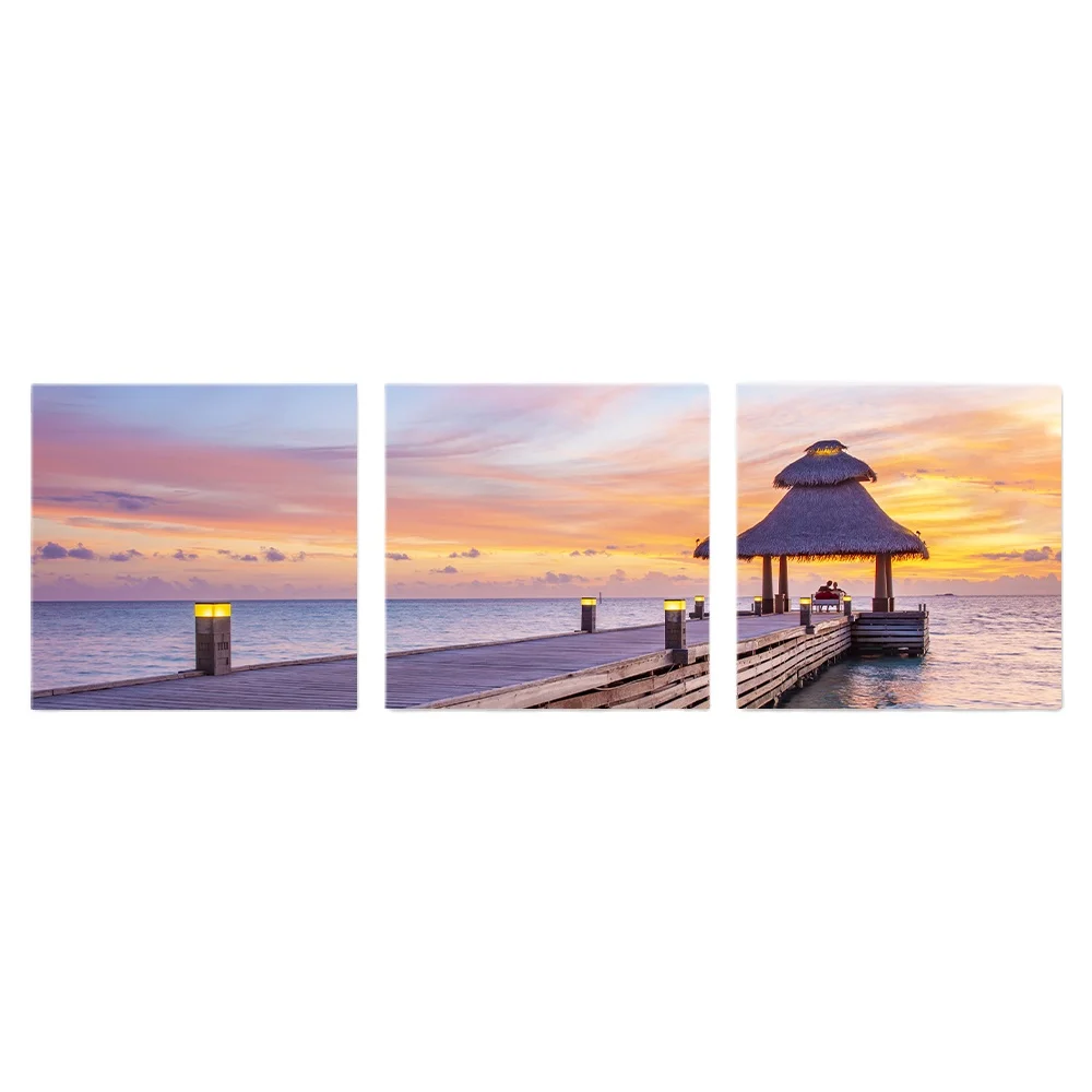 Хит продаж 3 панели пляжные картины художественная живопись Современная Настенная Настенный декор для салона красоты