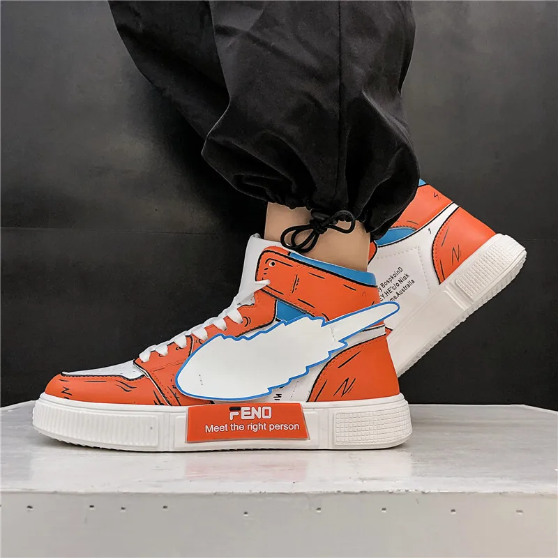 
Hot Sale Hard-wearing Men Shoes Anime High Top Shoes Naruto 3D Men Skateboard Shoes Casual shoess 