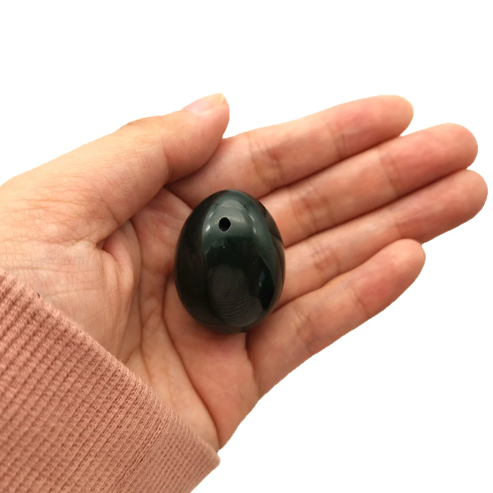Natural Jade Nephrite Dark Green Yoni Eggs Crystal Vaginal Eggs Kegel Exercise Massage Yoni Egg For Women Vaginal Exercise